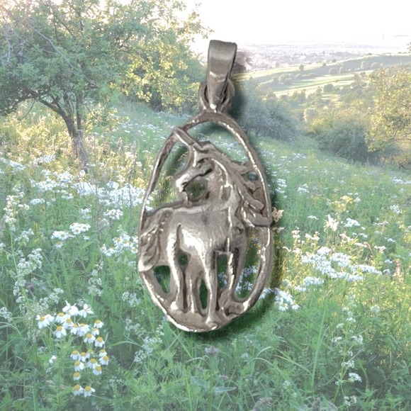 Vintage Framed 925 Sterling Silver Unicorn Charm - Picture 1 of 4